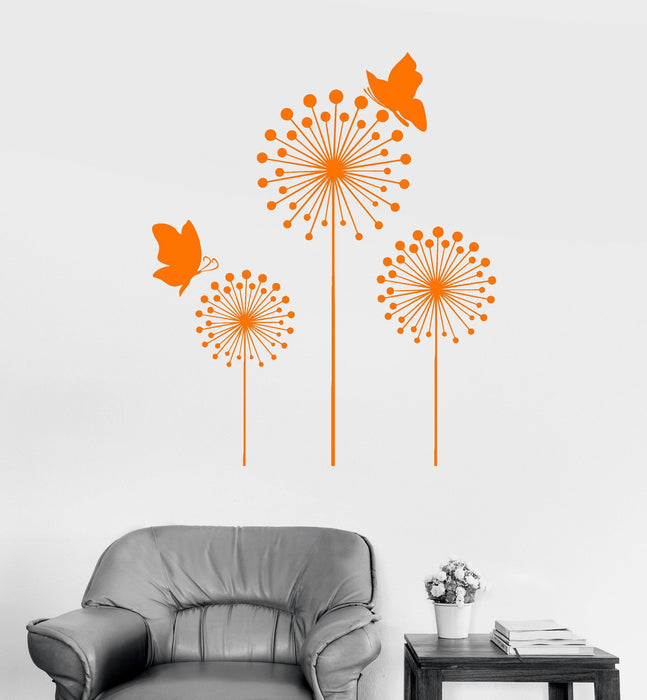 Wall Decal Beautiful Dandelion Flower Butterfly Floral Vinyl Stickers Mural Unique Gift (ig2998)