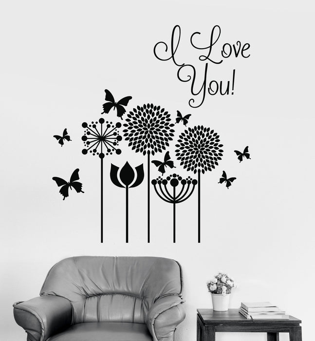 Vinyl Wall Decal Dandelions Flowers Butterflies Love Romance Stickers Unique Gift (ig3579)