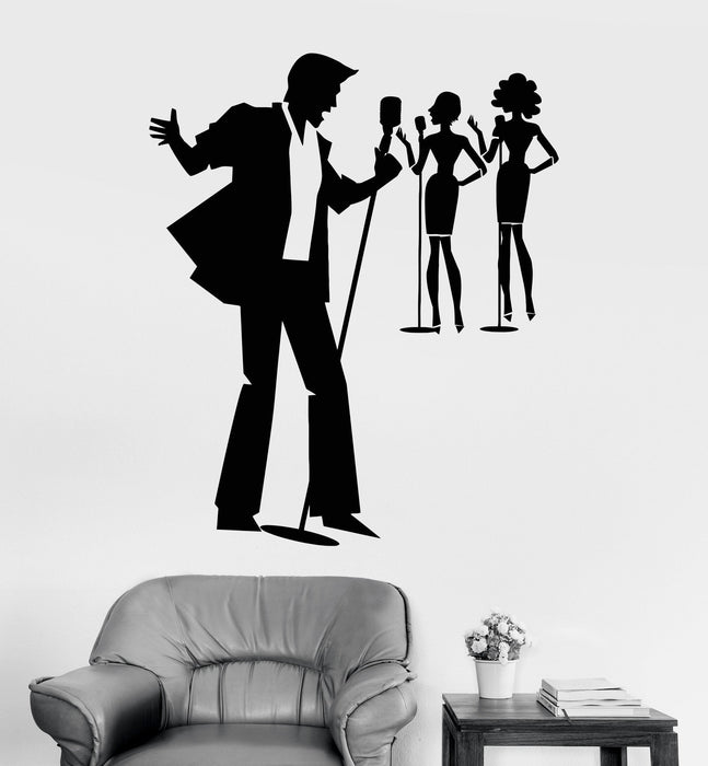 Autocollant mural en vinyle Disco Singer Music Dancer Microphone Karaoke Stickers Cadeau unique (ig3446)