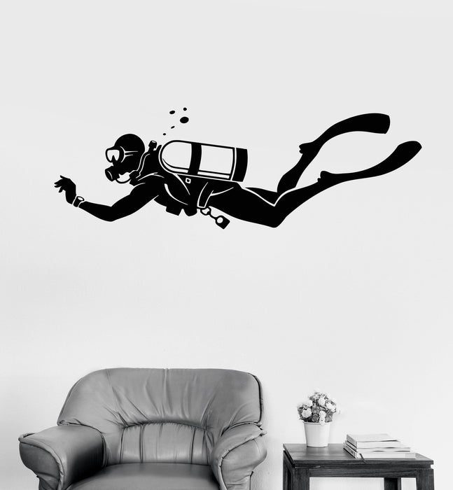 Vinyl Wall Decal Diver Extreme Sports Water Bathroom Decor Stickers Unique Gift (ig3011)