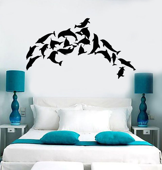 Vinyl Wall Mural Dolphins Marine Decor Ocean Stickers Unique Gift (158ig)