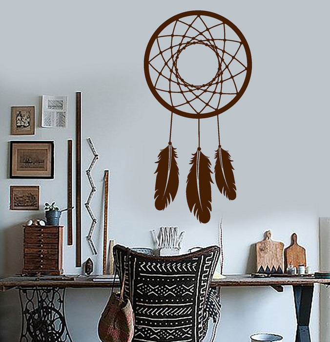 Vinyl Wall Decal Dream Catcher Feathers Bedroom Decoration Stickers Mural Unique Gift (ig3106)