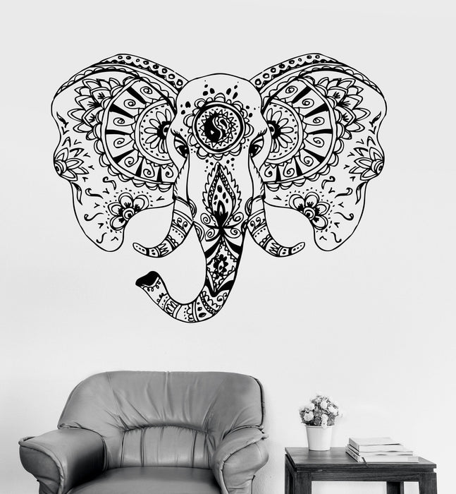 Vinyl Wall Decal Elephant Head Animal Tribal Ornament Stickers Unique Gift (ig3551)