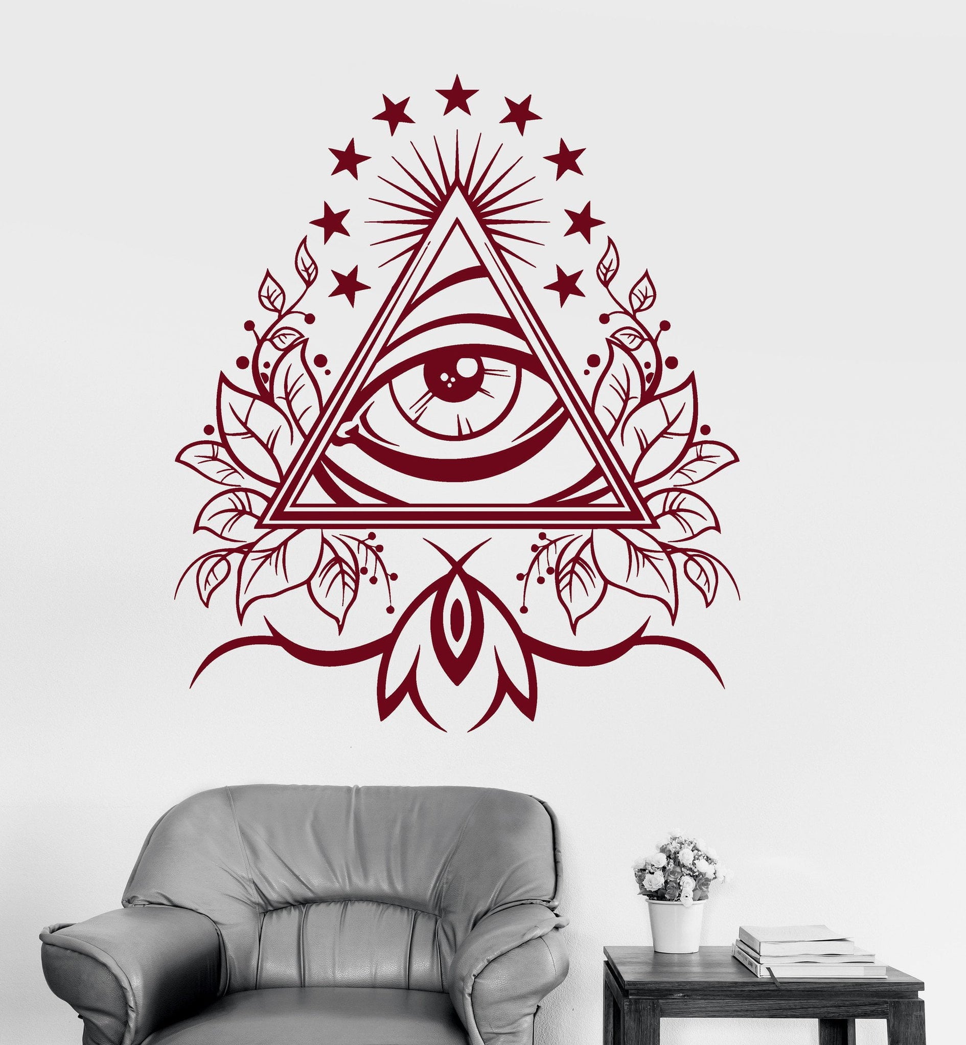 Wall Vinyl Decal Masons Pyramid Eye Of Providence Art Room Sticker Uni