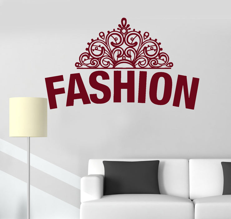 Виниловая наклейка на стену Модная корона для девочек Салон красоты Стиль наклейки Уникальный подарок (ig3397)
