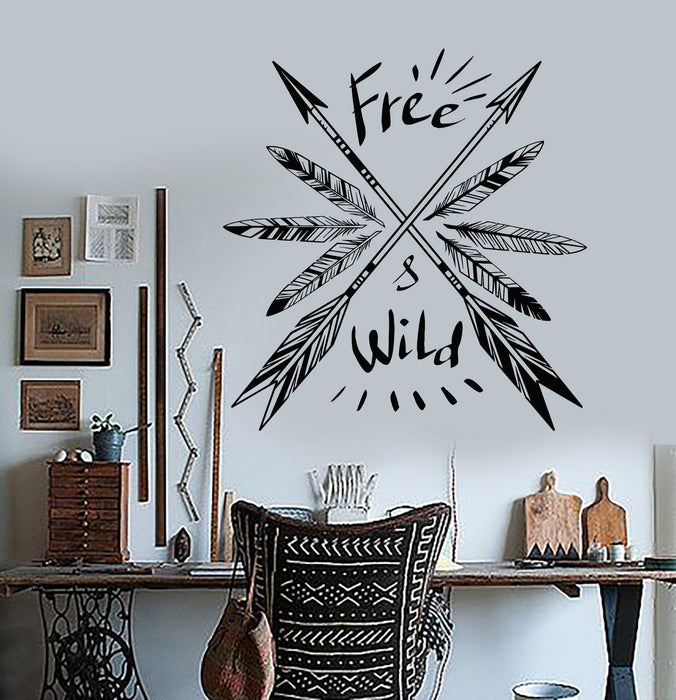 Vinyl Wall Decal Feathers Arrow Ethnic Decor Quote Art Room Stickers Unique Gift (ig3498)