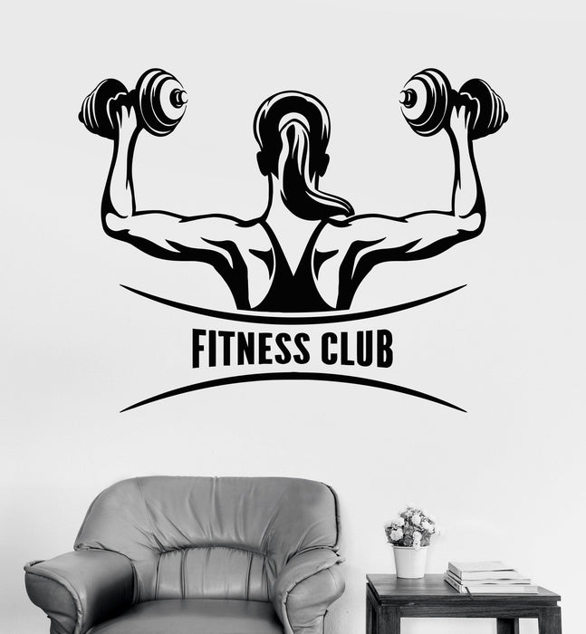 Vinyl Wall Decal Fitness Club Logo Woman Gym Girl Motivation Stickers Unique Gift (ig3495)