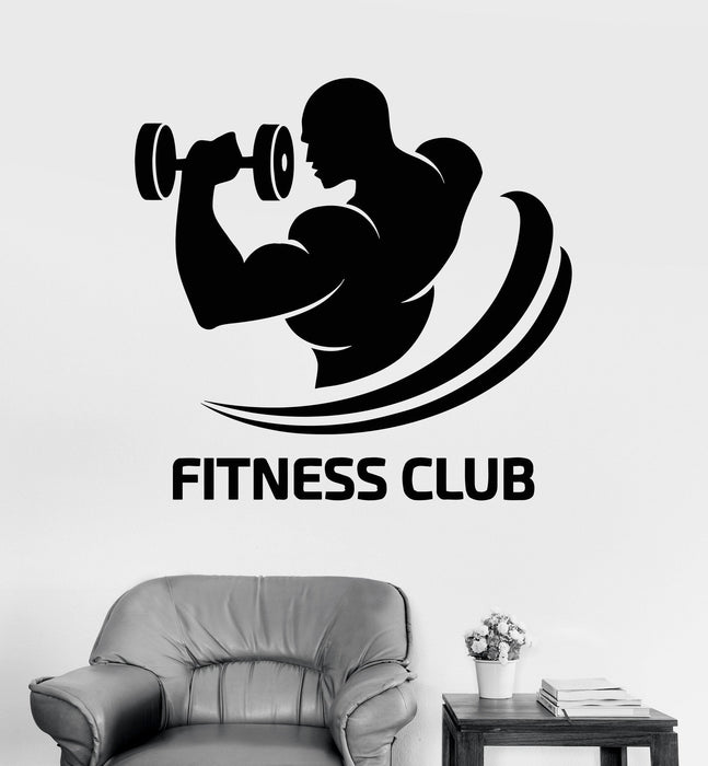 Vinyl Wall Decal Fitness Club Logo Gym Bodybuilding Sports Decor Stickers Unique Gift (ig3529)
