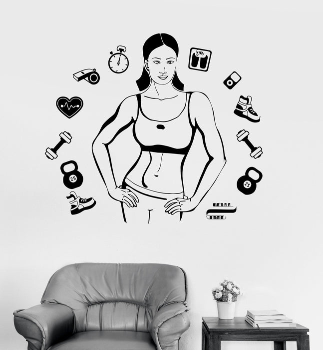 Vinyl Wall Decal Sports Girl Motivation Healthy Lifestyle Woman Gym Stickers Unique Gift (ig3226)