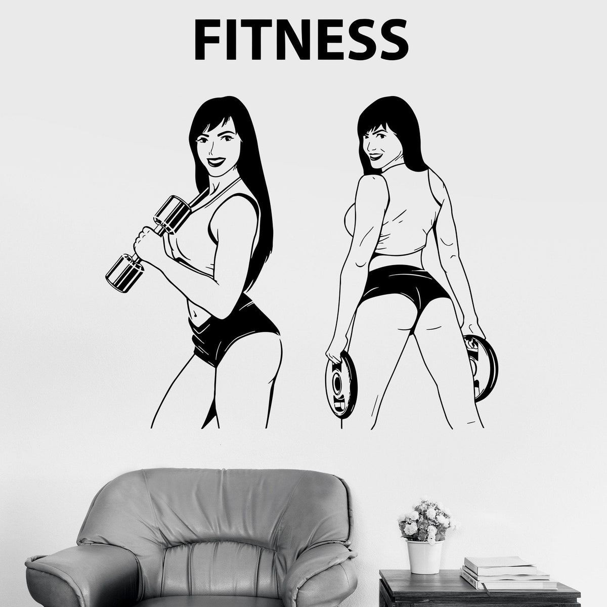 Vinyl Wall Decal Fitness Woman Gym Motivation Bodybuilding Sports Stic ...