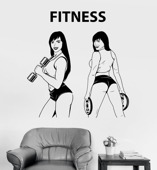 Vinyl Wall Decal Fitness Woman Gym Motivation Bodybuilding Sports Stickers Unique Gift (ig3547)