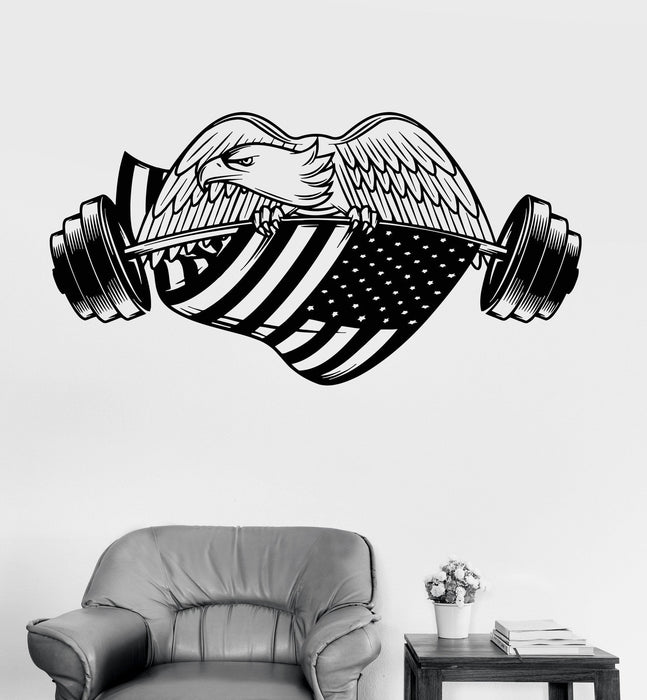 Vinyl Wall Decal Gym American Eagle Bodybuilding Fitness Sport Stickers Unique Gift (ig3503)