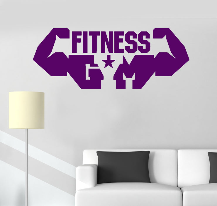 Vinyl Wall Decal Gym Fitness Sports Bodybuilding Muscles Stickers Unique Gift (ig3078)