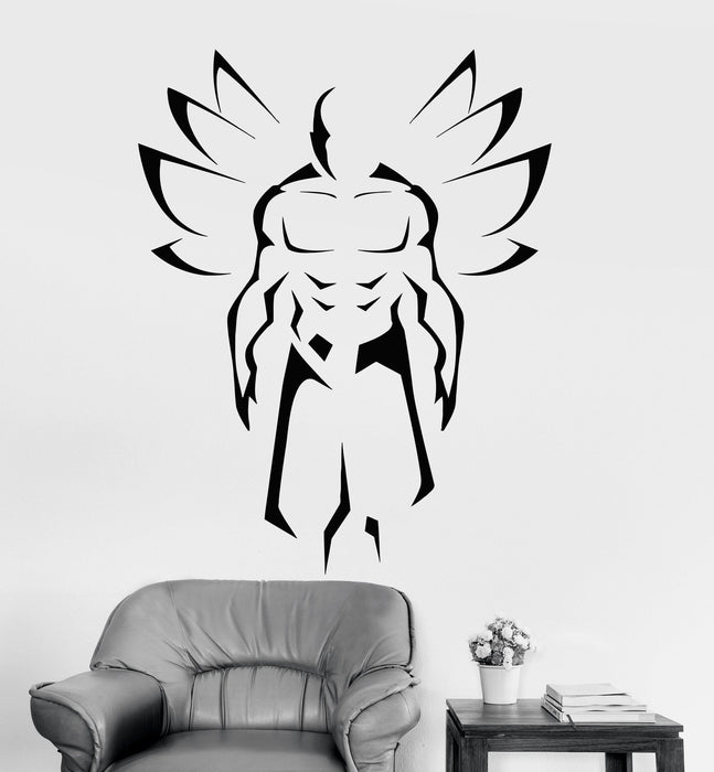 Vinyl Wall Decal Muscled Wings Gym Bodybuilding Fitness Man Stickers Unique Gift (ig3144)
