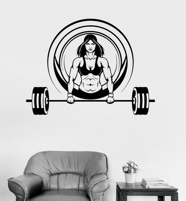 Vinyl Wall Decal Woman Muscled Bodybuilding Fitness Sport Gym Stickers Unique Gift (ig3047)