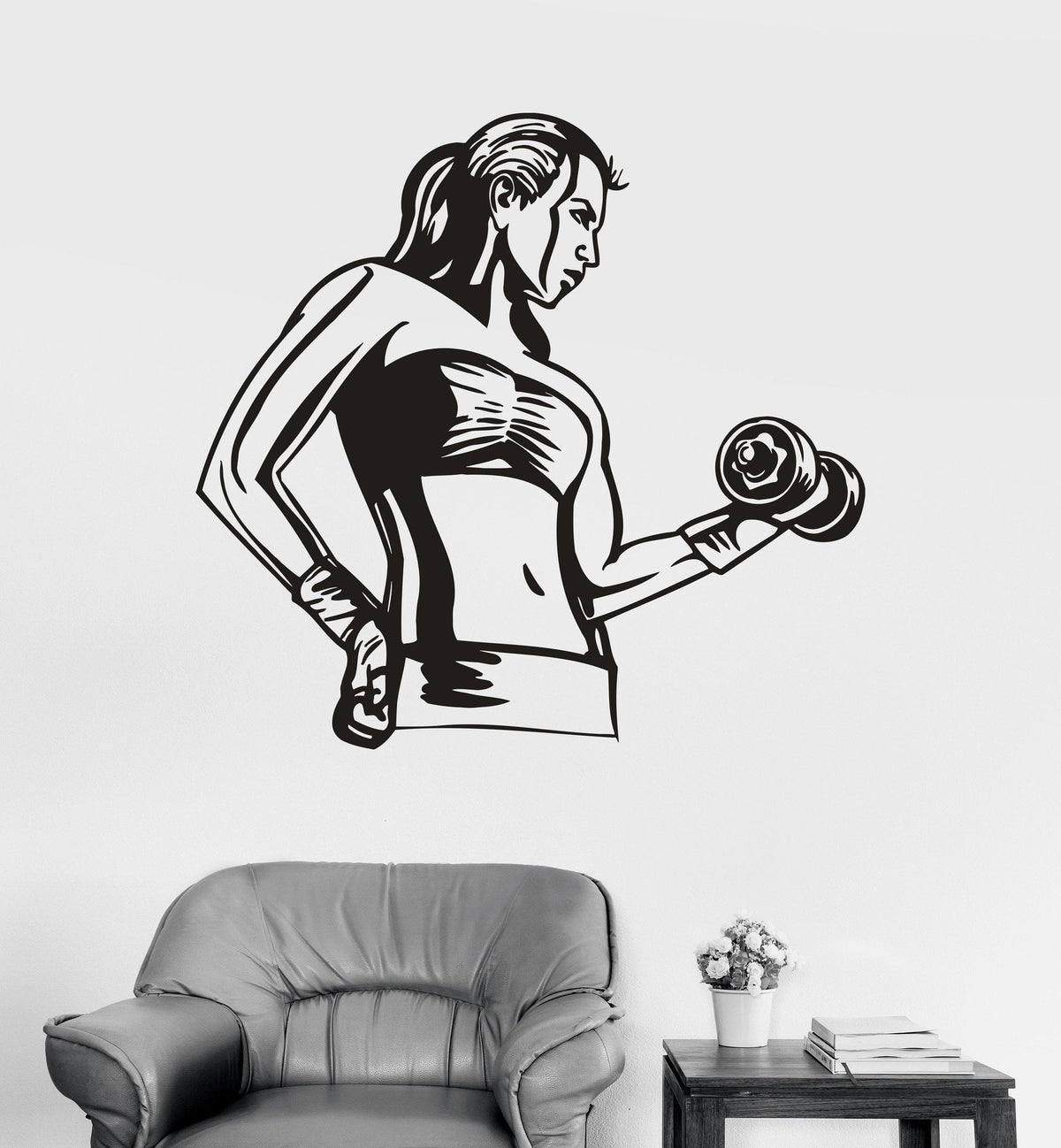 Vinyl Wall Decal Fitness Girl Woman Gym Bodybuilding Sport Stickers Un ...