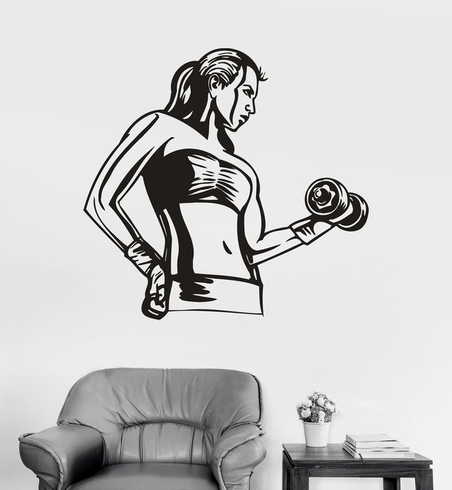 Vinyl Wall Decal Fitness Girl Woman Gym Bodybuilding Sport Stickers Unique Gift (ig3164)