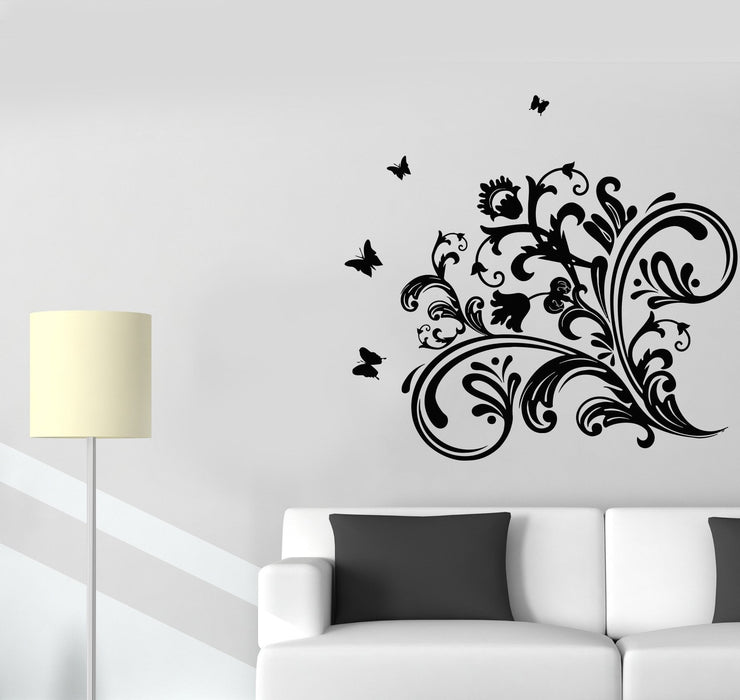 Wall Decal Room Decoration Patterns Flowers Butterflies Vinyl Stickers Unique Gift (ig2882)