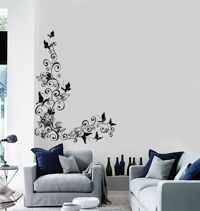 Wall Decal Flowers Patterns Butterfly Home Decoration Vinyl Stickers Unique Gift (ig2912)