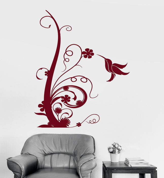 Vinyl Wall Decal Beautiful Bird Flower Art Floral Room Decoration Stickers Unique Gift (ig3050)