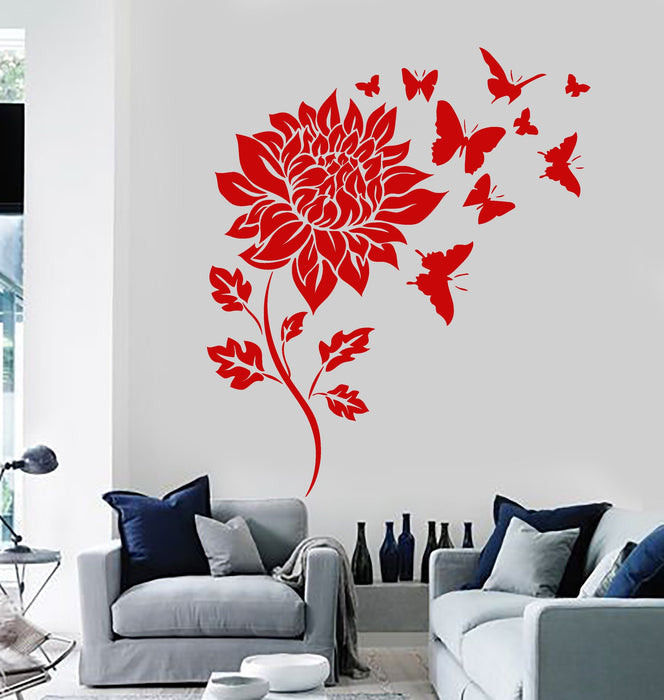 Vinyl Wall Decal Flower Butterfly Floral Room Decoration Art Stickers Unique Gift (ig3610)