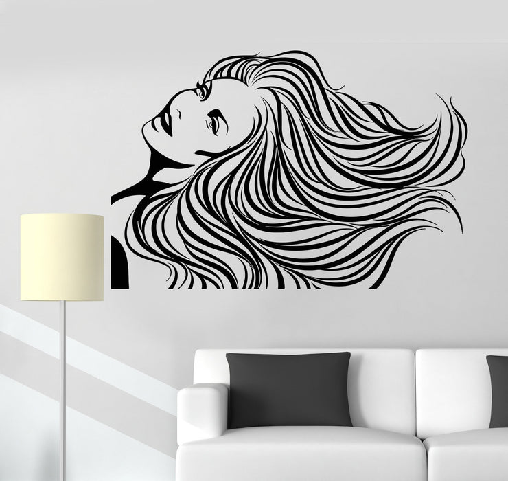 Vinyl Wall Decal Beauty Salon Long Hair Woman Spa Barbershop Stickers Unique Gift (ig2936)