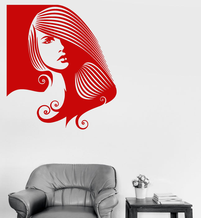 Autocollant mural en vinyle pour salon de beauté et coiffeur, jolie femme, cadeau unique (ig3024)