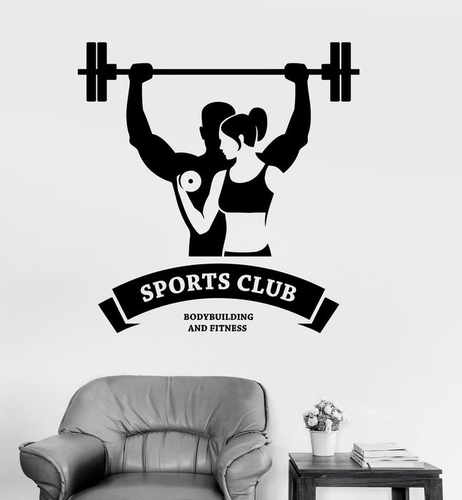 Vinyl Wall Decal Gym Bodybuilding Fitness Sports Club Decor Stickers Unique Gift (ig3523)