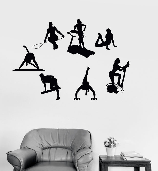Vinyl Wall Decal Gym Set Sports Fitness Woman Motivation Art Stickers Unique Gift (ig3186)
