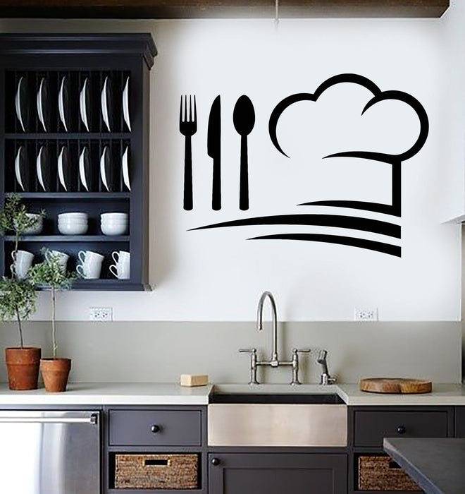 Vinyl Wall Decal Chefs Hat Kitchen Restaurant Stickers Mural Unique Gift (ig3749)