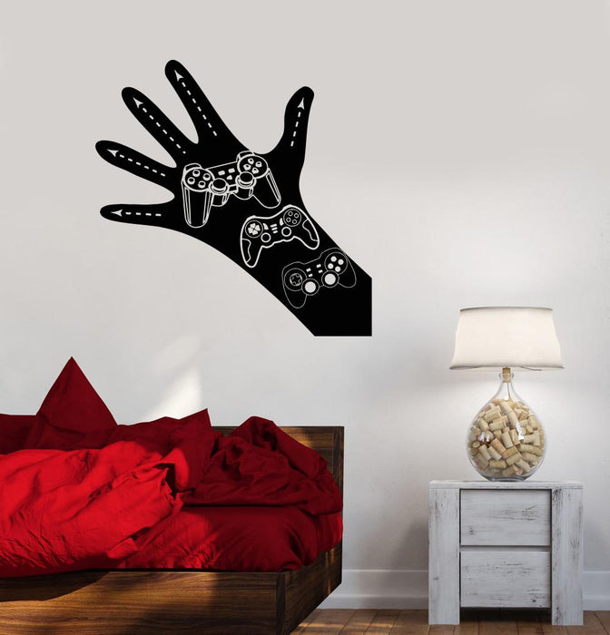 Vinyl Decal Gamer Hand Gaming Joystick Video Game Playroom Wall Stickers Unique Gift (ig2761)