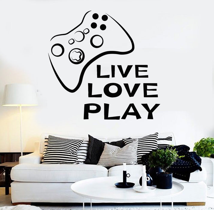 Vinyl Wall Decal Video Game Quote Joystick Play Room Stickers Unique Gift (ig3689)