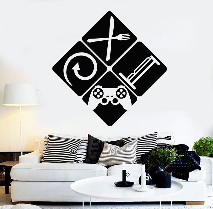 Vinyl Wall Decal Gamer Lifestyle Video Game Play Room Stickers Unique Gift (ig3695)
