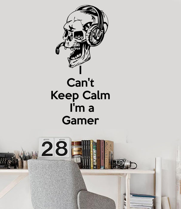 Vinyl Wall Decal Gamer Skull Quote Video Game Gaming Stickers Unique Gift (ig3661)