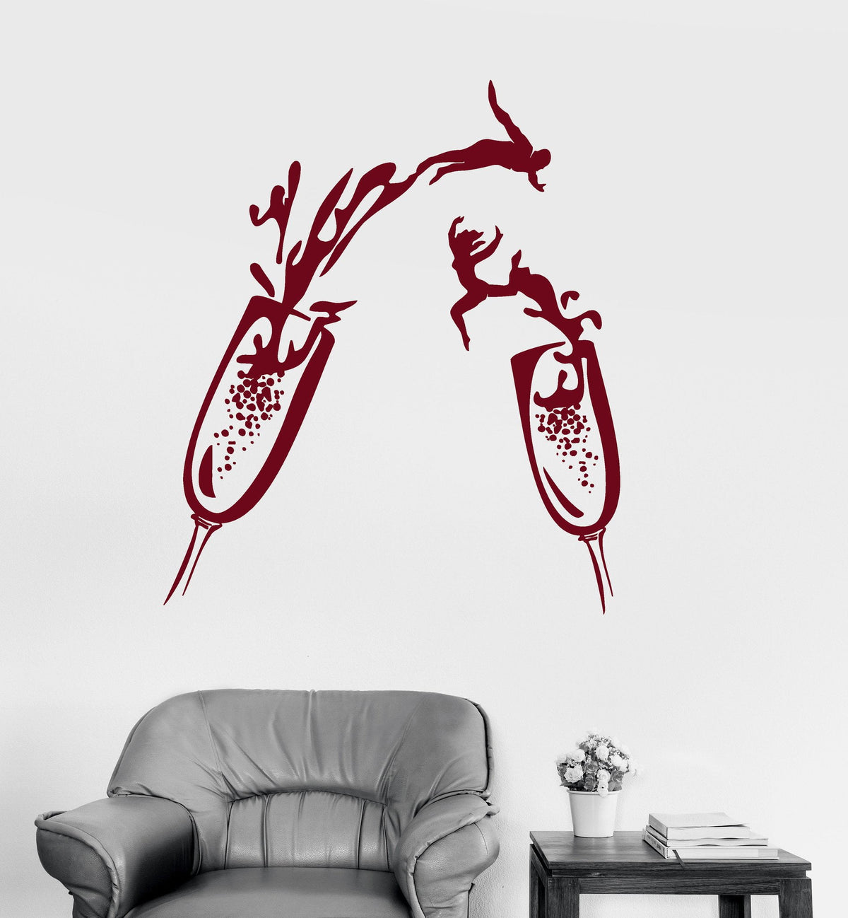 Vinyl Wall Decal Glass Champagne Party Night Club Stickers Mural Uniqu