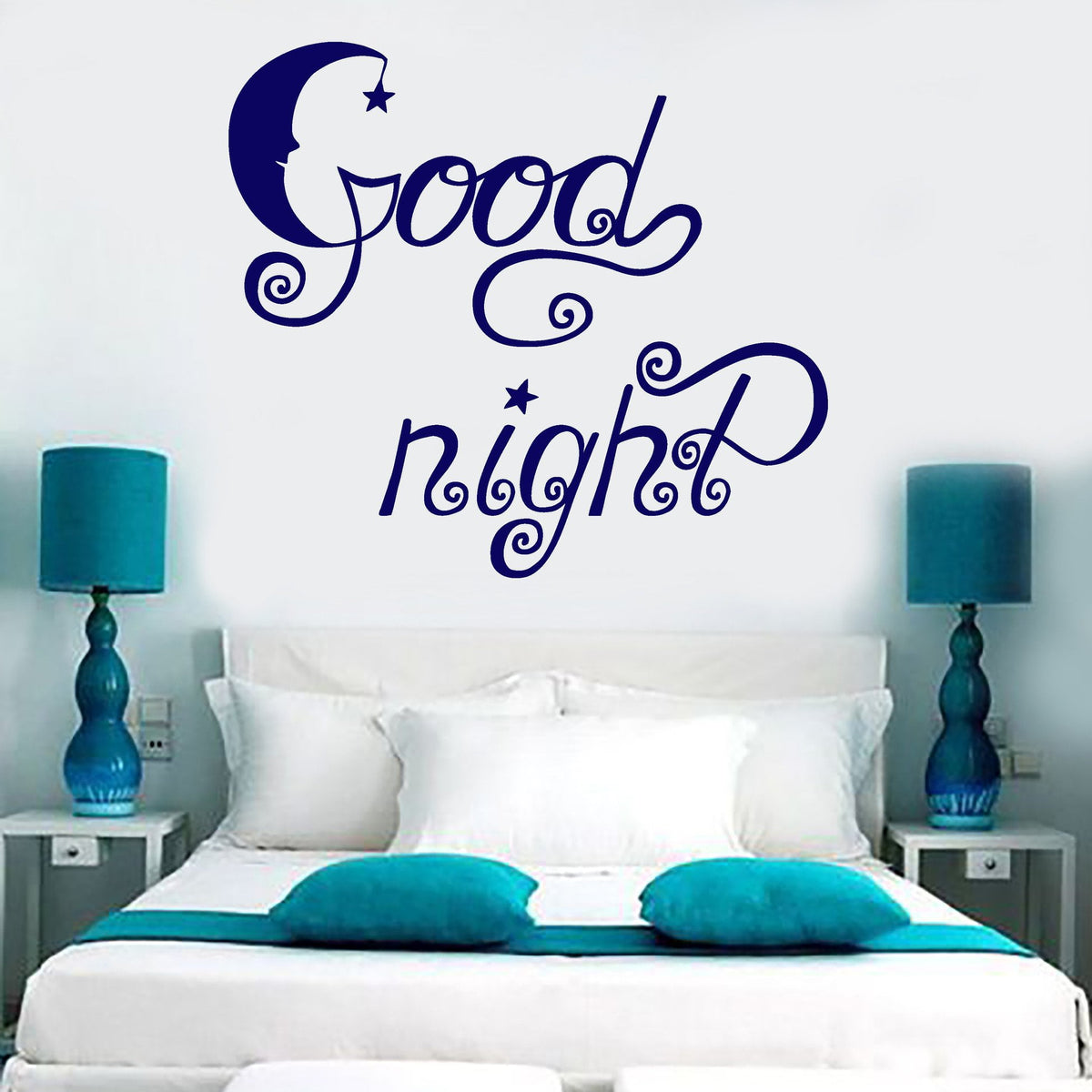 Vinyl Wall Decal Good Night Moon Dreams Bedroom Decor Stickers Unique ...