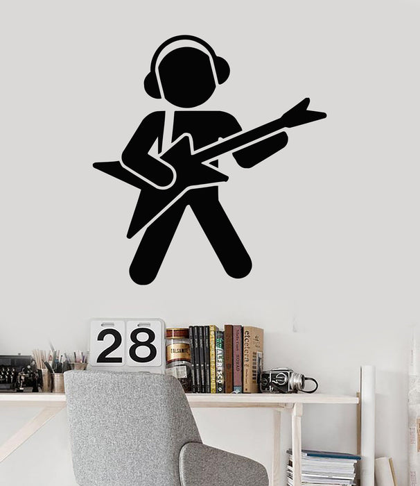 Wall Vinyl Decal Music Guitar Player Guitarist Musician Teen Room Art Stickers Unique Gift (ig3117)