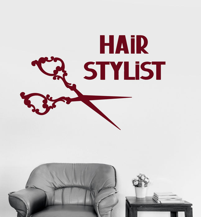 Autocollant mural en vinyle pour coiffeur, ciseaux, salon de coiffure, autocollants de beauté, cadeau unique (ig3755)