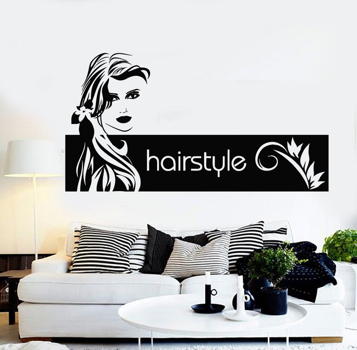 Vinyl Wall Stickers Hair Salon Barbershop Hairstyle Woman Mural Decal Unique Gift (184ig)