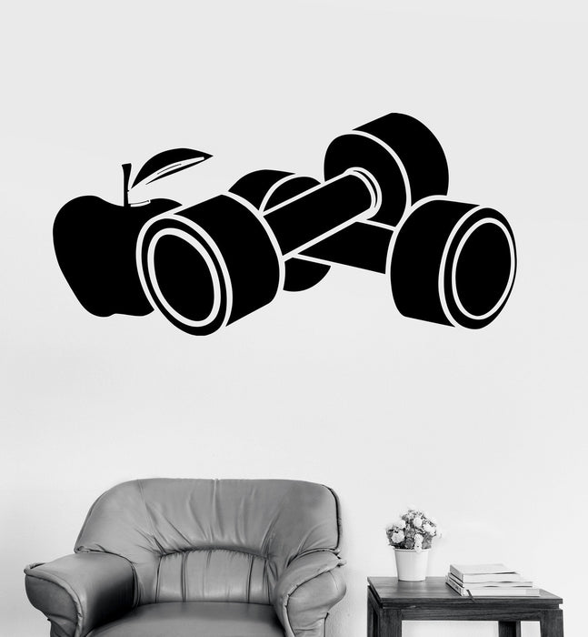 Vinyl Wall Decal Dumbbell Healthy Lifestyle Nutrition Diet Gym Stickers Unique Gift (ig3492)