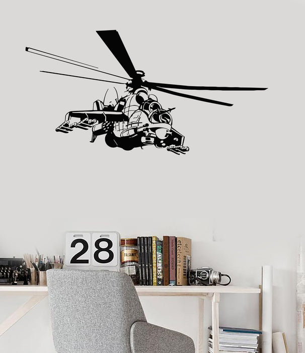 Wall Decal Helicopter Air Force Flight Military Boys Room Vinyl Mural Unique Gift (ig2892)