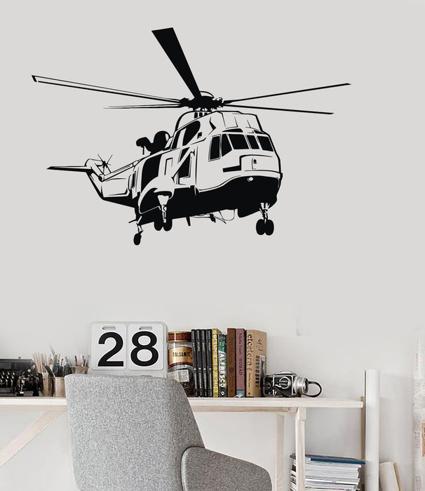 Wall Decal Helicopter Aviation Kids Boys Room Art Vinyl Stickers Unique Gift (ig2963)