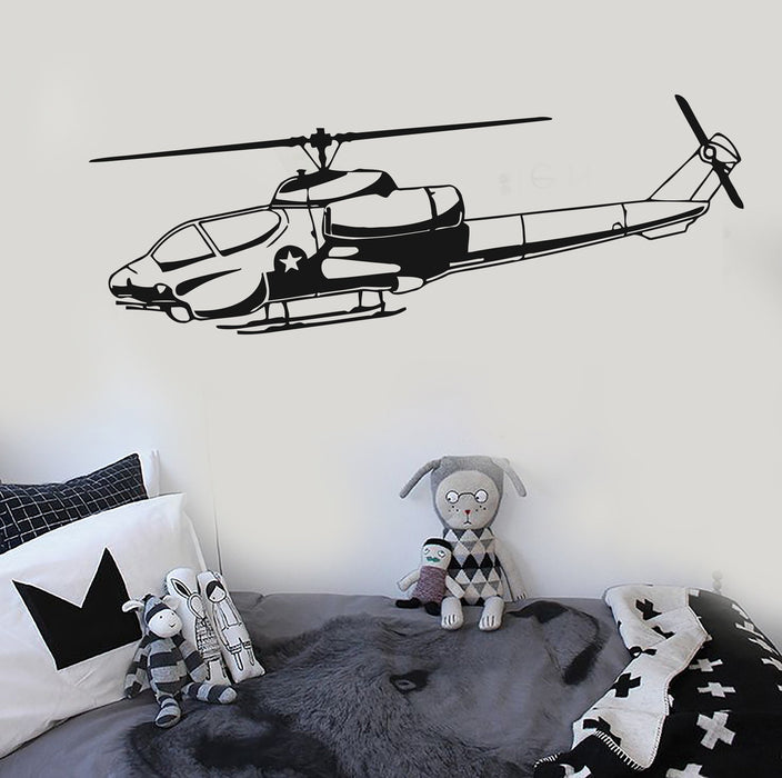 Vinyl Wall Decal Helicopter Military War Air Force Army Stickers Mural Unique Gift (ig3034)