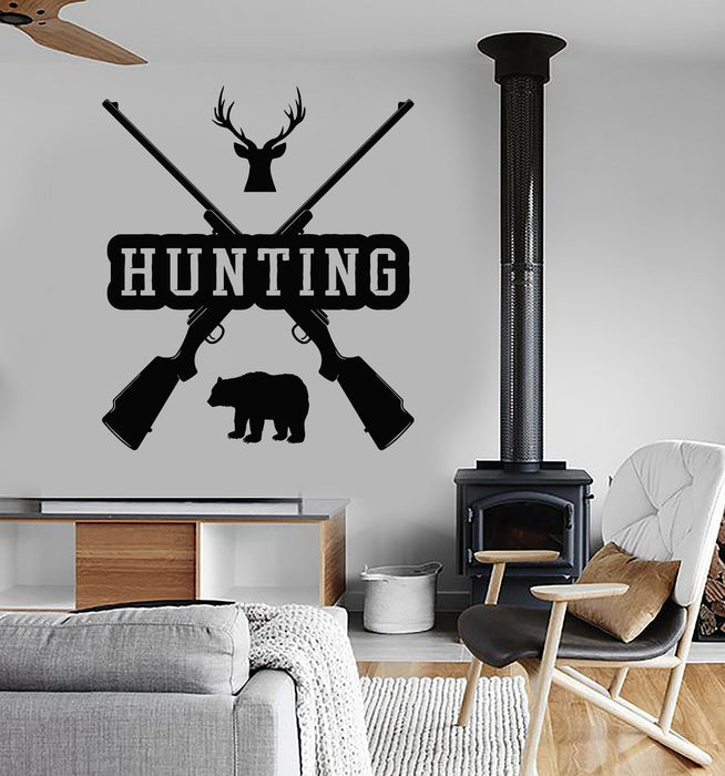 Vinyl Wall Decal Hunting Weapon Hunter Hobby Art Stickers Unique Gift (ig3767)