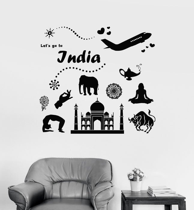 Vinyl Wall Decal India Taj Mahal Journey Travel Agency Stickers Unique Gift (ig3044)