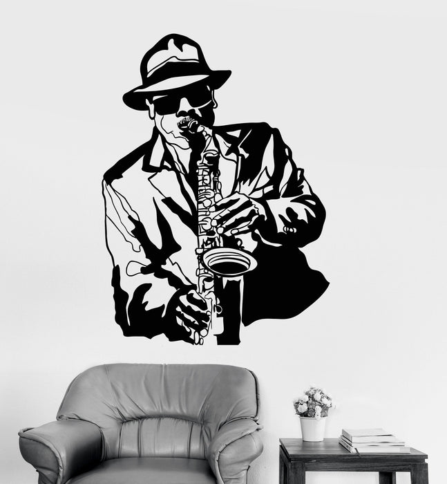 Vinyl Wall Decal Jazz Musician Music Black African Man Stickers Unique Gift (ig3053)