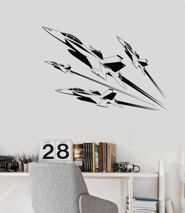 Wall Decal Air Force Fighter Aircraft Boys Military Room Vinyl Stickers Unique Gift (ig2873)