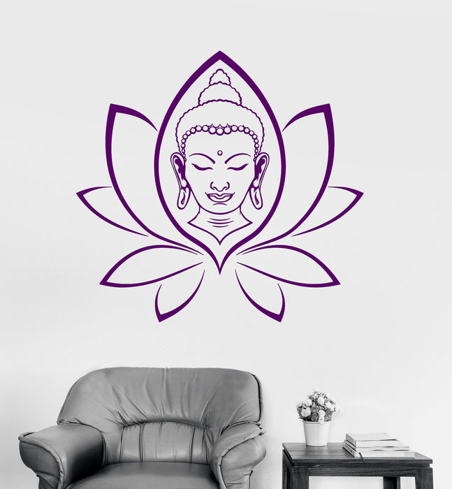 Wall Decal Buddha Lotus Meditation Yoga Buddhism Art Vinyl Stickers Unique Gift (ig2986)