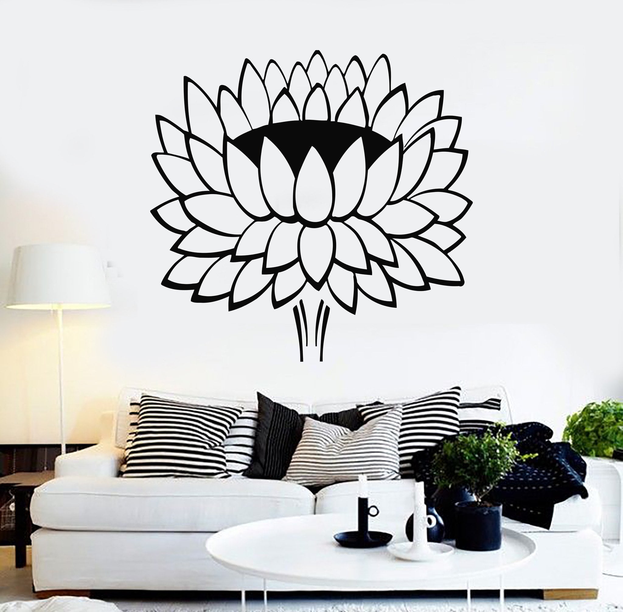 Vinyl Wall Decal Lotus Yoga Flower Bedroom Decor Buddhism Stickers Mur ...