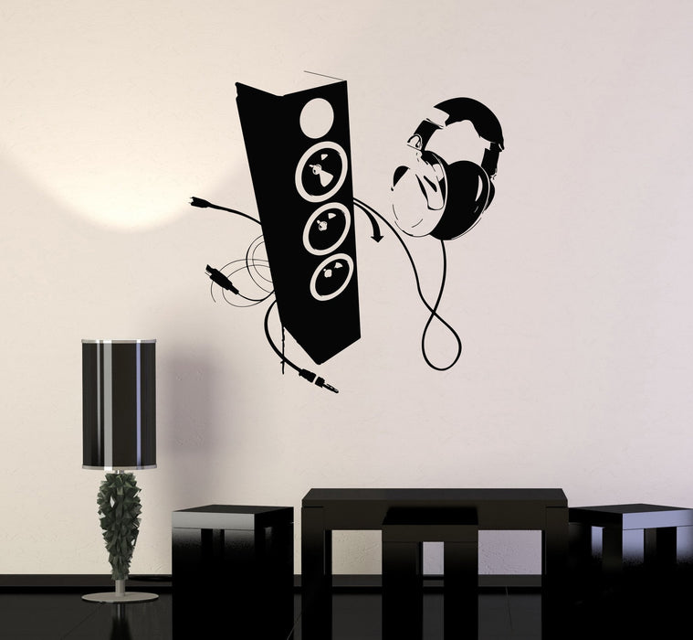 Autocollant mural en vinyle pour haut-parleurs, casque, son, DJ, chambre d'adolescent, cadeau unique (ig2777)